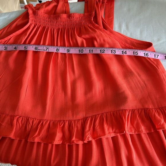 NWT Vivimos Women’s Tangerine Sunset Halter Tiered Maxi Dress Boho Size M - Picture 6 of 9